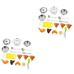 Toyvian 2 Ensembles Jouets De Cuisine pour Enfants Jeu De Cuisine Faire Semblant Dustensiles De Cuisine De Chef Jouer à Poly