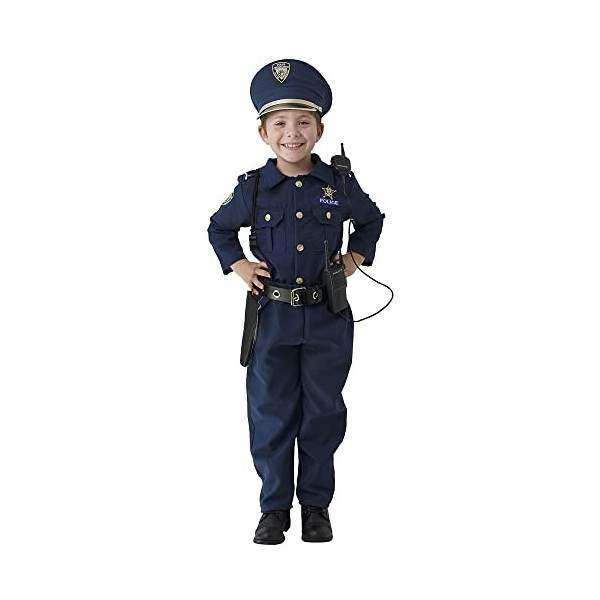 Dress Up America Costume de police pour garçons - chemise, pantalon, chapeau, ceinture, sifflet, étui de pistolet et ensemble