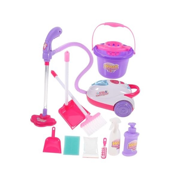 ibasenice 1 Ensemble 11 Pièces Simulation Aspirateur Enfant en Bas Âge Aspirateur Jouet Outils De Nettoyage Jouets Ménage Bal