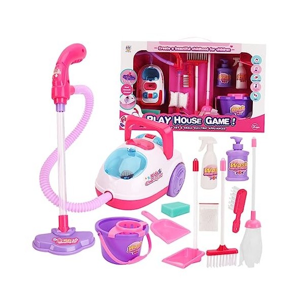 ibasenice 1 Ensemble 11 Pièces Simulation Aspirateur Enfant en Bas Âge Aspirateur Jouet Outils De Nettoyage Jouets Ménage Bal