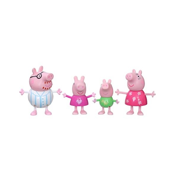 Peppa Pig, Peppa à LAventure, Lheure du Dodo, Pack de 4 Figurines en Pyjama, dès 3 Ans F2192 Multicolore