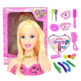 BBABBT Lot de 17 têtes de maquillage pour filles, super modèle, coiffure, coiffure, coiffure, jouet éducatif pour enfants