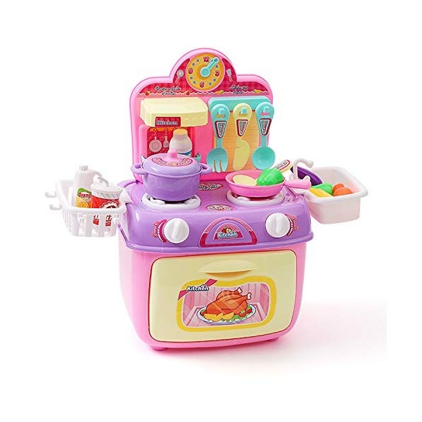 XCXDX Mini Jouets De Cuisine Joyeux, Jeux De Rôle De Chef pour Enfants, Vaisselle Simulée, 15 Accessoires, Couleurs Vives