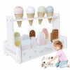 Kasmole crème glacée - Ensemble Jouets en Bois pour crème glacée | Chariot à crème glacée, cônes dimitation différentes Save