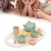 Tbest Bois pour Enfants, Service à thé Jouet, Conjunto de chá de Madeira, Tea Party Set Simulation Funny Améliorer Les Compét