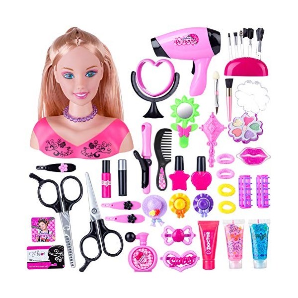 GUDAN Kit de jeu de maquillage - Jouet éducatif - Cadeau avec sèche-cheveux - Cadeau pour enfants et filles 44 pièces 