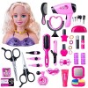 LOTFUN Kit de maquillage pour enfant - 34 pièces - Avec outils de coiffure - Princesse - Jeu de rôle pour Halloween, Noël, an