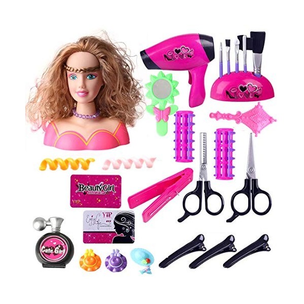 LOTFUN Kit de maquillage pour enfant - 34 pièces - Avec outils de c