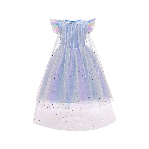 FYMNSI Elsa Costume Fille Reine des Neiges Déguisement Princesse Paillettes Robe en Tulle avec Flocon de Neige Cape Tenue pou