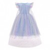 FYMNSI Elsa Costume Fille Reine des Neiges Déguisement Princesse Paillettes Robe en Tulle avec Flocon de Neige Cape Tenue pou