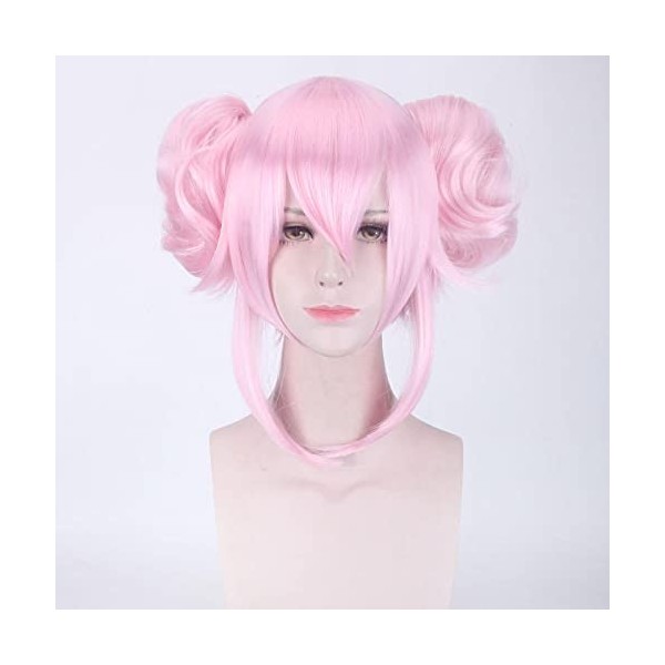 WHBHD Fate Grand Command WIG KOYANSKAYA TAMAMO Aucun Mae Fo Cosplay Pink Buns Serbent Serbent Play Jeux Synthétiques Cheveux 