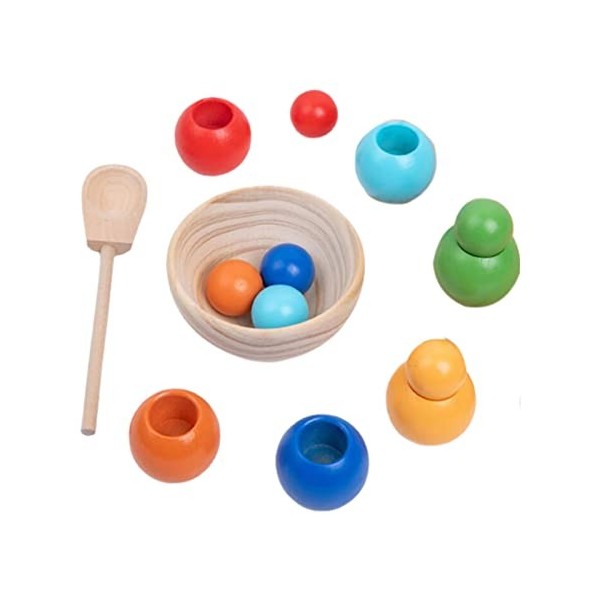 perfk Rainbow Balls in Cups Montessori Jouet Formation Pensée Logique Motricité Fine pour Enfants Tout-Petits Jeu de Société 