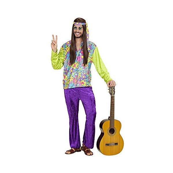 "HIPPIE MAN" velvet shirt, pants, headband - M 