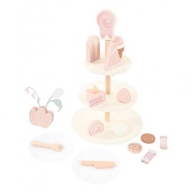 CHICIRIS Faire Semblant de Dessert Gâteau Jeu de thé en Bois Faire Semblant de Jouer pour Les Petites Filles Tout-Petits