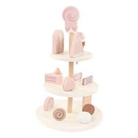 CHICIRIS Faire Semblant de Dessert Gâteau Jeu de thé en Bois Faire Semblant de Jouer pour Les Petites Filles Tout-Petits