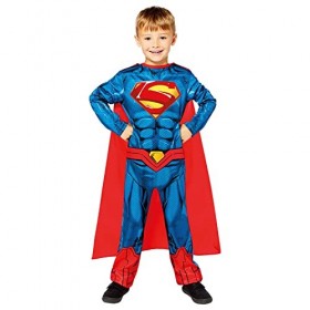 amscan 9910129 Costume Superman Durable pour Enfant de 3 À 4 Ans imprimé Âge 3-4, Bleu