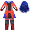 Descendants 3 Costume Halloween Dragon Mal Cosplay Robe Carnaval Filles Populaire Vêtements et Perruque - - 9 ans