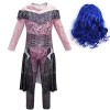 Descendants 3 Costume Halloween Dragon Mal Cosplay Robe Carnaval Filles Populaire Vêtements et Perruque - - 9 ans