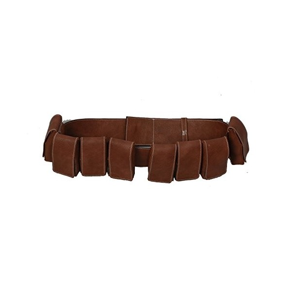 Wellgift Boba Ceinture Cosplay avec 8 Pochettes Réplique Brun Cuir Ceinture Halloween Déguisement Costume Vêtements Accessoir