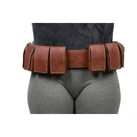 Wellgift Boba Ceinture Cosplay avec 8 Pochettes Réplique Brun Cuir Ceinture Halloween Déguisement Costume Vêtements Accessoir