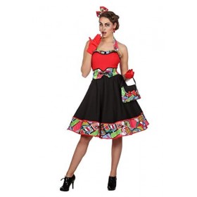 Wilbers Costume pop art années 50 pour femme - Robe de carnaval - Taille 40