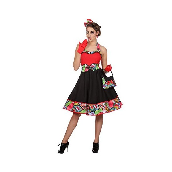 Wilbers Costume pop art années 50 pour femme - Robe de carnaval - Taille 40