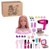 SUNDARE Tete à Coiffer et Maquiller Enfant, 40Pièces Set de Coiffure pour Enfants, Jeu de Poupées pour Cheveux et Beauté Cade