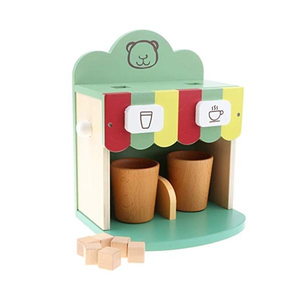 Backbayia 9pcs Jeu DImitation Cafetière en Bois Enfant Jouets de Cuisine