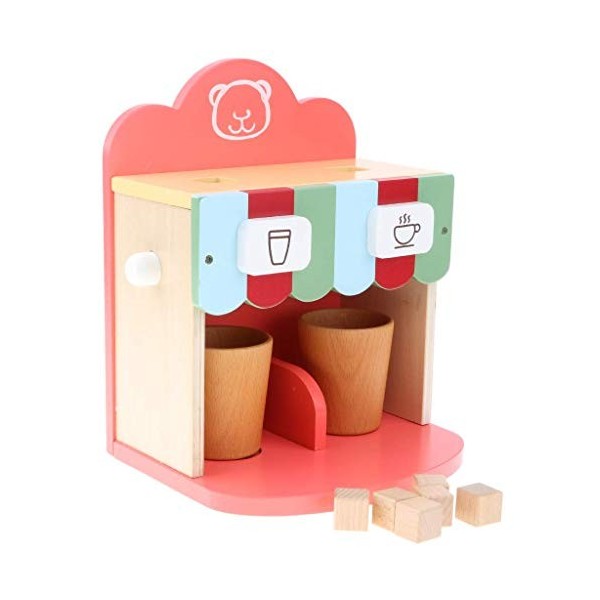 Backbayia 9pcs Jeu DImitation Cafetière en Bois Enfant Jouets de Cuisine