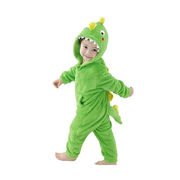 LOLANTA Deguisement Dinosaure Enfant, Barboteuse Surpyjama Costume Garcon orange, 2-3 Ans,Tag S 