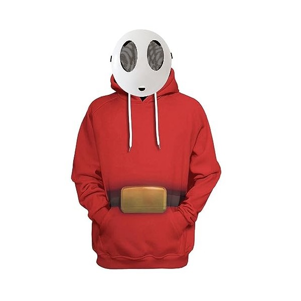 KAMNI Costume de Sh-y Guy pour les enfants adulte Manteau rouge avec couverture de visage blanc Jeu Outfit Props Accessoires 