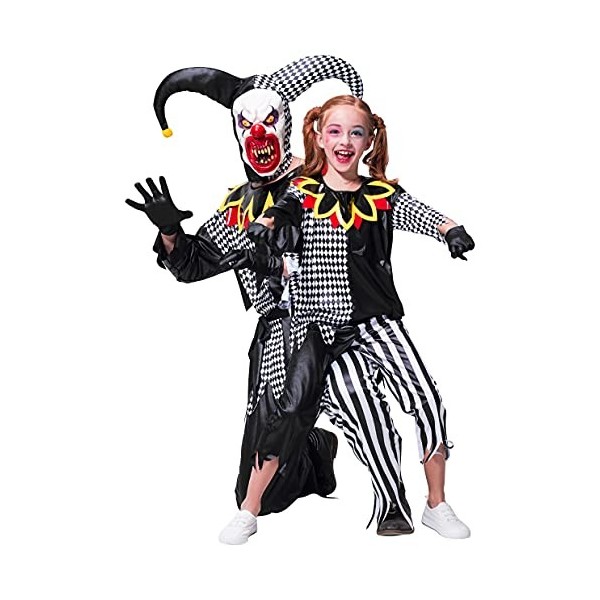 IKALI Clown pour enfants costume dHalloween Pennywise costume effrayant exotique pour garçons et filles 3-4 ans