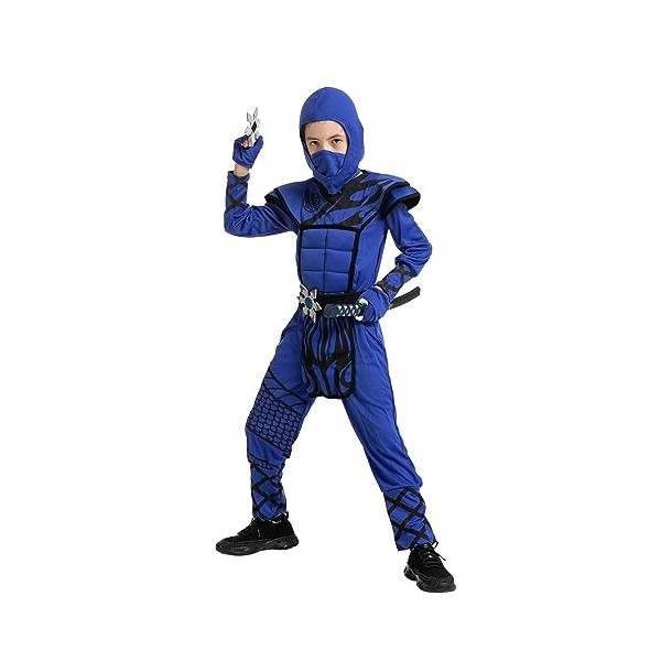 Spooktacular Creations Dragon Scales Blue Ninja Costume Parfait pour les fêtes dHalloween, les soirées à thème Ninja, Hallow