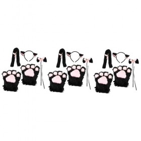 FRCOLOR 3 Ensembles Costume De Patte De Chat Costume De Jeu De Rôle De Chat Costume DHabillage DAnimal Bandeau Oreilles De 