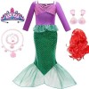 Windskids Déguisement Sirène avec Perruque Fille Sirène Princesse Ariel Robe de Princesse et Accessoires pour Enfant Fancy Dr