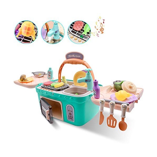 Acelane Enfants Cuisine Jouets Set avec Plastique Alimentaire et Cuisiner Accessoires pour Fille Garçon Bébé