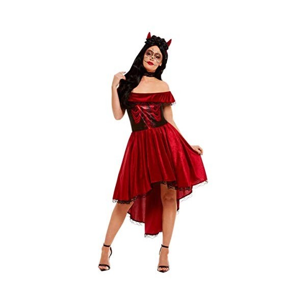 Smiffys Costume diable Jour des morts, Femme, 50945X1, Rouge, XL-UK Size 20-22