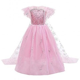 Reine des Neiges Elsa Costume pour fille et enfant Robe en tulle avec accessoires Princesse des Neiges Déguisement Carnaval N