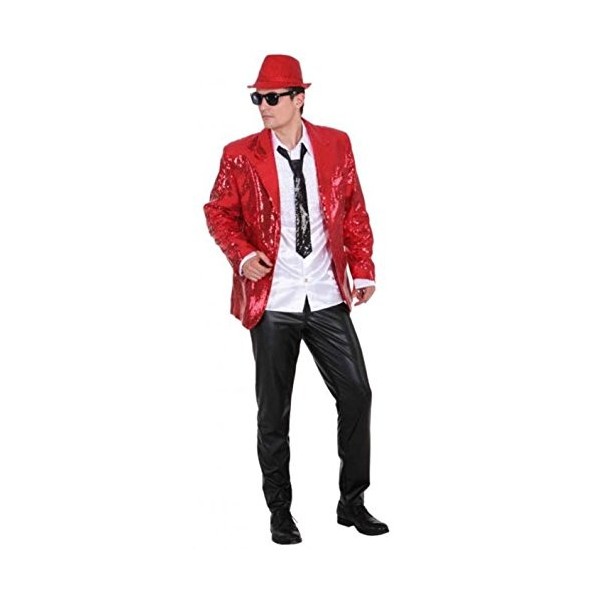 ORLOB Veste Veste Sequins Show Veste Rouge, Taille Adulte 52-54 