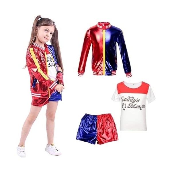 Luckybaby Filles Enfants Harlequin Outfit Tenue Carnaval dhalloween FancyDress as4, Age, Numeric_0, Rouge, 4-5 Ans M, 110-