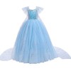 Robe de princesse Elsa Aurore Cendrillon Déguisement Perles Halloween Robe de fête pour enfants - Bleu - 9-10 ans