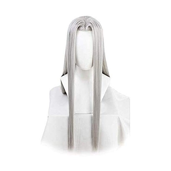 JPSOUP Jeu Final Fantasy Séphiroth Cosplay Perruque FF7 Cosplay Long Street Homme Straight Hommes Perruques résistantes à la 