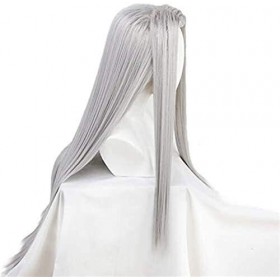 JPSOUP Jeu Final Fantasy Séphiroth Cosplay Perruque FF7 Cosplay Long Street Homme Straight Hommes Perruques résistantes à la 