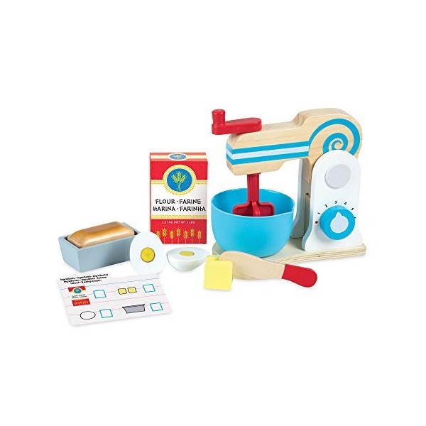 Melissa & Doug |Set de mélange en bois | Fais un gâteau | Jouet de cuisine | Set de 11 pièces |Excellent cadeau pour les fill