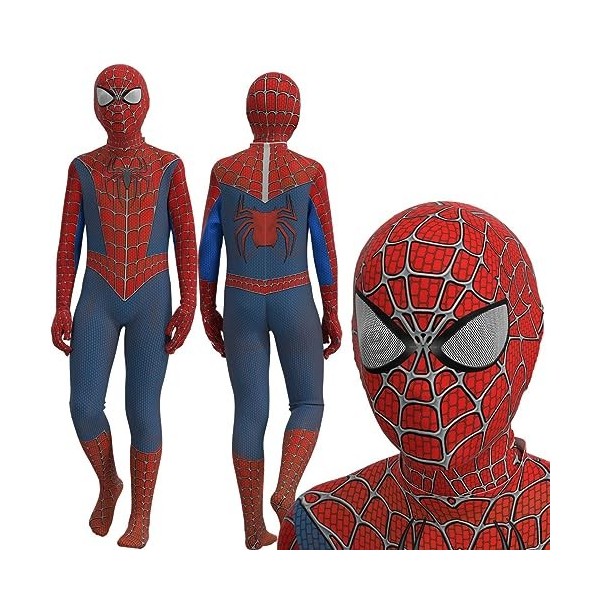 BESSKY Deguisement Spider Enfant, Déguisement Enfant Classique Spider-Man, Déguisement Spider Garcon Déguisement de Spider po