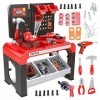 TOYVENTURES Workbench Ensemble doutils pour enfants avec plus de 45 pièces, outils réalistes et perceuse avec accessoires po