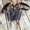 Étui À Double Pistolet Vintage en Cuir PU, Support De Pistolet De Costume De Cosplay De Cowboy Steampunk Médiéval avec Bandou