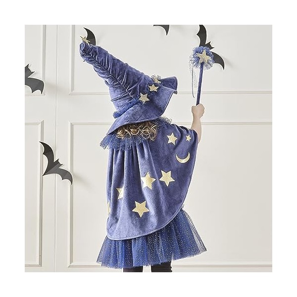 Ginger Ray Girls Navy Velvet Wizards Cape for Halloween Costume Parties