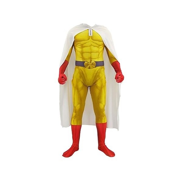 Jilijia Saitama Cosplay Costume One Punch Man Costume Full Set, Adults Kids Jumpsuits Halloween Role Play Anime Bodysuits Out