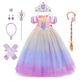 IBTOM CASTLE Filles Princesse Robe+Accessoires Raiponce Ensemble Conte De Fées Cosplay Halloween Carnaval Costumes Noël Anniv